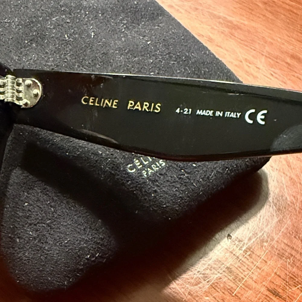 Authentic Celine Black Sunglasses with Silver Detail